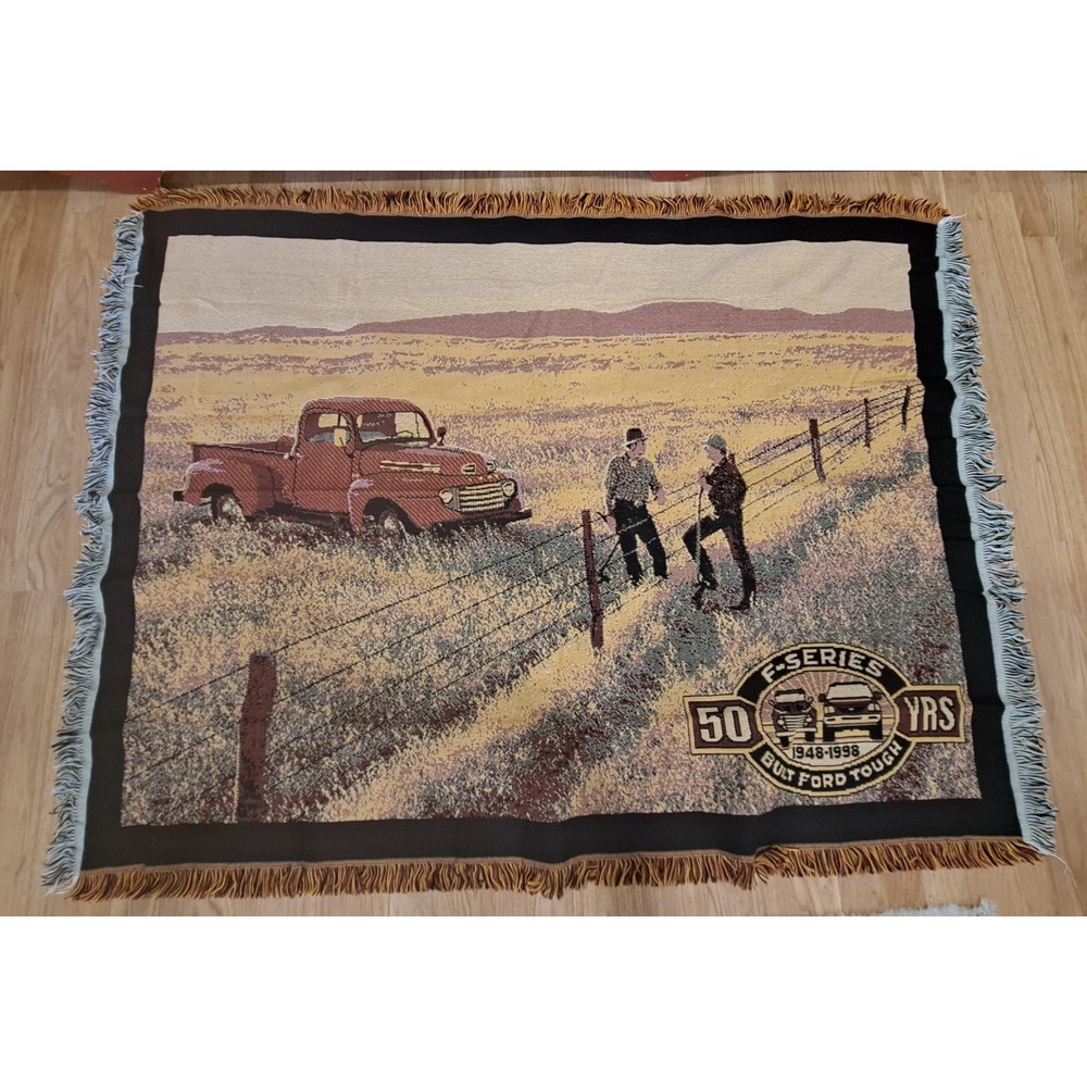 Vintage Ford F-Series 50 Year Anniversary 1948-1998 Woven Tapestry Throw 54"x41"